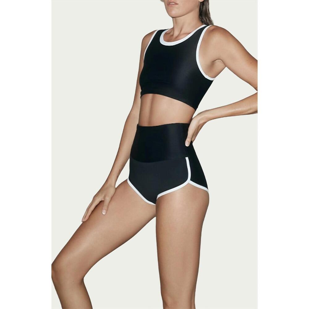 NEW SALT GYPSY crop swim top in black/white